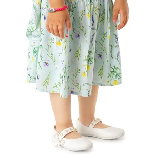 Kiko Kids Incili Cırtlı Kız Çocuk Babet Ayakkabı 253 Cilt Bareti Beyaz