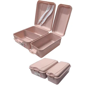 Beslenme Kutusu 2 Bölmeli Açık Pembe Renk 1 Adet Yemek Saklama Kabı Beslenme Çantası 17X22 cm