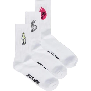Jack & Jones Jacrock And Roll Tennis Socks 3 Pack Unisex Beyaz Çorap 12242140-White