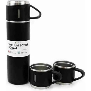 Termos Paslanmaz Çelik 3 Bardaklı  Vakumlu Termos Set 500 Ml, 12 Saate Kadar Isı Koruma