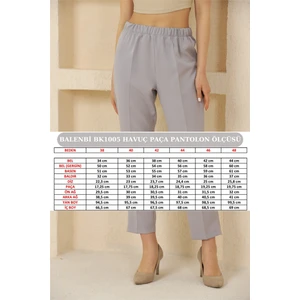 1005 Gri Havuç Paça Beli Lastikli Dokuma Kadın Pantolon