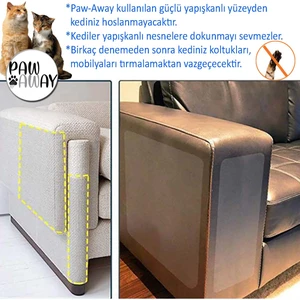 Paw Away Kedi Eğitim Bandı 2 Yüzü Yapışkanlı Koltuk Mobilya Tırmalama Vazgeçirici 15X45 Cm. 10 Adet