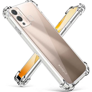 Caseworld Infinix Hot 12 Play Kapak Kamera Korumalı Airbag Antishock Köşe Korumalı Şeffaf Silikon Kılıf