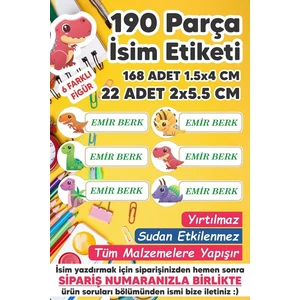 Kt Grup Okul Etiketi Kalem Defter Etiketi Dinazor Özel Isim Yazılabilen Etiket - 190 Adet