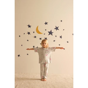 Kız Çocuk Pamuklu Kısa Kollu Alt Uzun Pijama Takımı