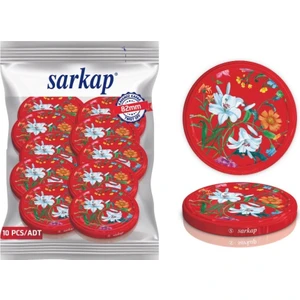 Hijyenik Paketli 10 Adet Kavanoz Kapağı Bordo Çiçekli Desen 82 mm