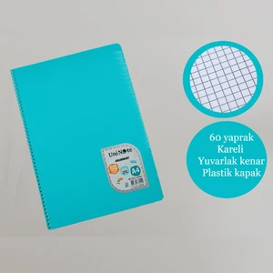 A4 60 Yaprak  Colormaxi Spiralli Defter Plastik Kapak Kareli 1 Adet