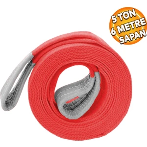 Sapan Polyester Spanzet 5 Ton 6 Metre Kırmızı Sağlam Yük Kaldırma Taşıma İndirme Halat