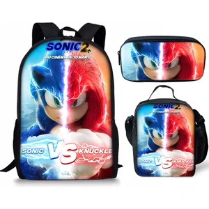 Yeni Sonic Sırt Çantası Sonic2 Öğrenci Okul Çantası Çocuk Yemek Çantası Kalem Kutusu Üç Adet (Yurt Dışından)