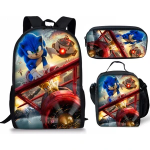 Yeni Sonic Sırt Çantası Sonic2 Öğrenci Okul Çantası Çocuk Yemek Çantası Kalem Kutusu Üç Adet (Yurt Dışından)