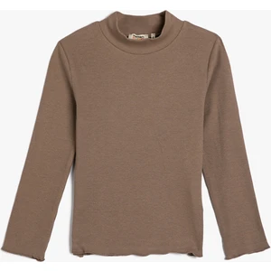 Basic Boğazlı Tişört Slim Uzun Kollu Ribanalı Pamuklu