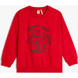 Sweatshirt Şardonlu Uçak Baskılı Pamuklu