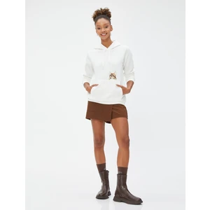 Kapüşonlu Sweatshirt Kanguru Cepli Kedi Nakışlı