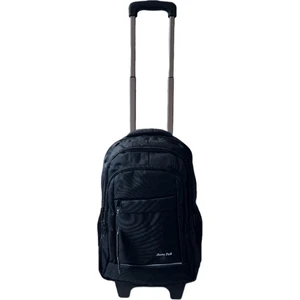 Çekçekli Seyahat Valiz Çantası Kabin Boy Fonksiyonel Tekerlekli Fonsiyonel Sırt Çantası 58X35X26 Siyah