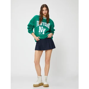Kolej Sweatshirt Bisiklet Yaka Ribanalı Nakışlı