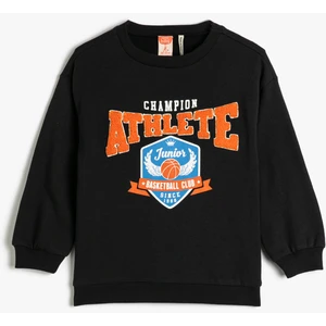 Sweatshirt Aplike Detaylı Şardonlu Bisiklet Yaka Pamuklu
