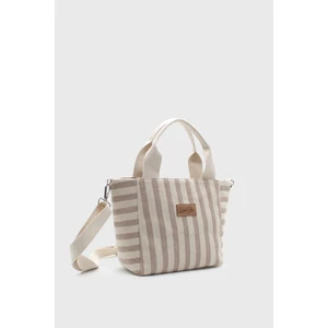 Kadın Çizgili Mini Keten Tote Çanta