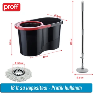 Proff Quantum Black Edition Microfiber Mop Temizlik Seti
