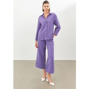 Stella Pulvis Mor Keten Oversize Gömlek