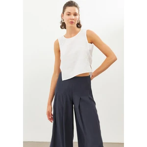 Stella Pulvis Beyaz Keten Kolsuz Bluz