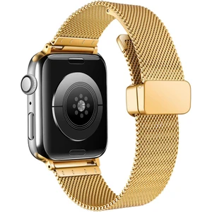 Apple Watch 7 8 41 mm Uyumlu Hasır Metal Kordon Magnetik D Tokalı Tel Örgü Kayış Mıknatıslı Toka