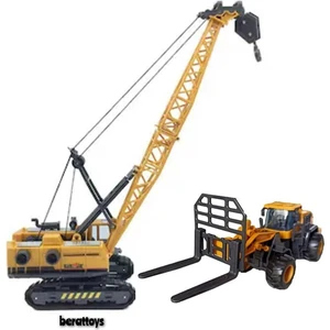 Berat Toys Berattoys Ikili Iş Makinaları Vinç ve Forklift Kırılmaz Iş Makinaları Ikili Inşaat Set Iş Araçları