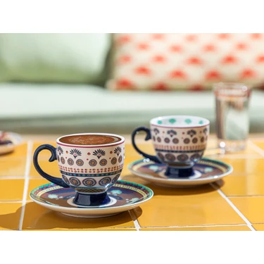 English Home Exotic Artsy New Bone China 2'li Kahve Fincan Takımı 100 ml