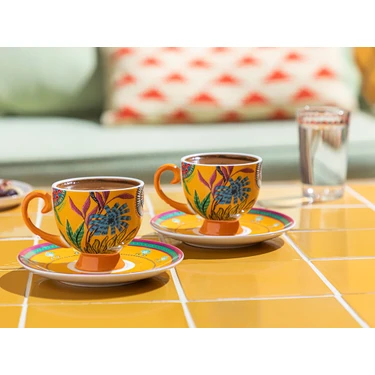 English Home Exotic Wild New Bone China 2'li Kahve Fincan Takımı 100 ml