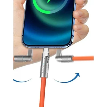 Hubstein Iphone 180 Derece Lightning Dönebilen Şarj Kablosu Oynar Başlıklı Metal Uçlu 1.2 Metre