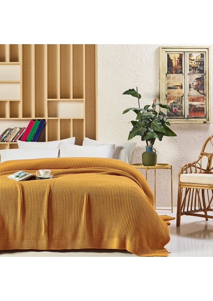 CAP2101 Örgü Battaniye Hardal