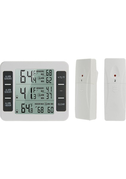 Kablosuz Buzdolabı Termometresi 2 Sensör Alarm Min/Maks Kayıt (Yurt Dışından)
