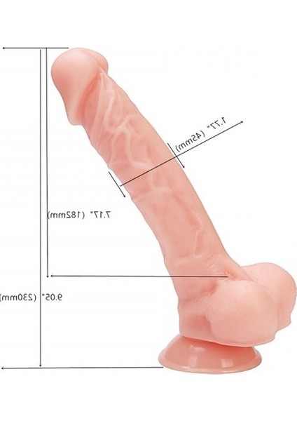 Sevindik Medikal 23 cm Vantuzlu Realistik Dildo Penis