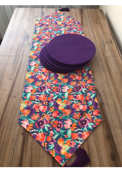 Çiçek Karnavalı Desenli Runner & Supla