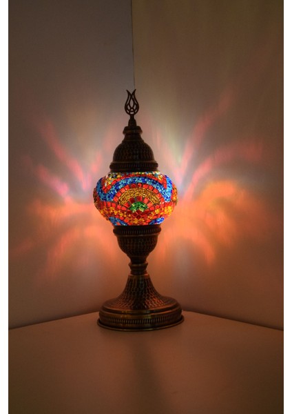 Karlıkturistik Mozaik Masa Lambası ,Mozaik Abajur,Masa Üstü Otantik Lamba,Dövme Desen Sıvama Lamba ,Model14