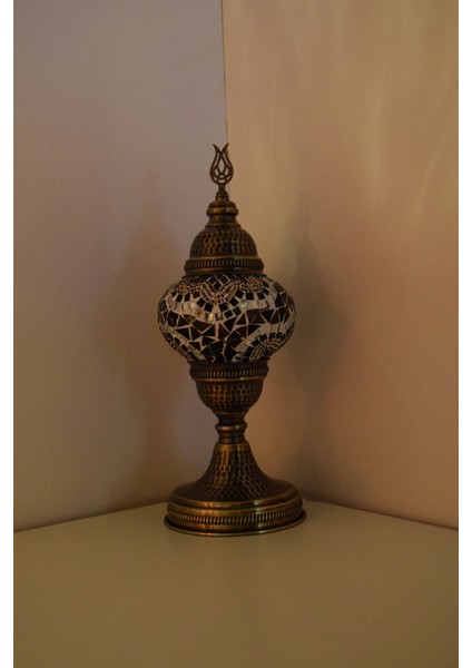Karlıkturistik Mozaik Masa Lambası ,Mozaik Abajur,Masa Üstü Otantik Lamba,Dövme Desen Sıvama Lamba ,Model6