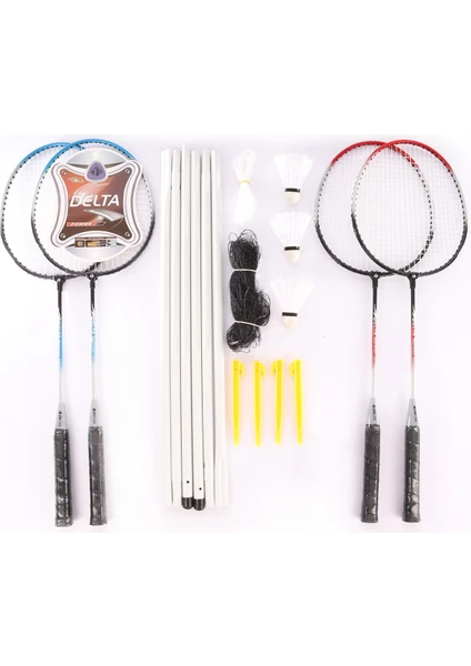 4 Adet Badminton Raketi Ve File Demir İle 3 Adet Badminton Topu Ve Deluxe Badminton Çantası