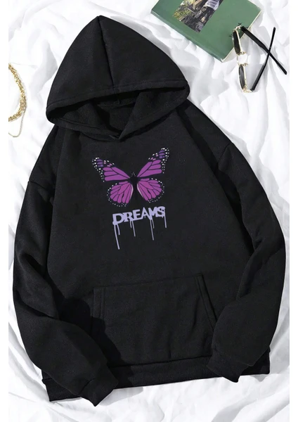 Only Trendwear  Oversize Dream Butterfly Baskılı Sweatshirt