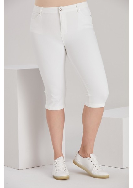 Büyük Beden Beyaz Pamuk Kapri