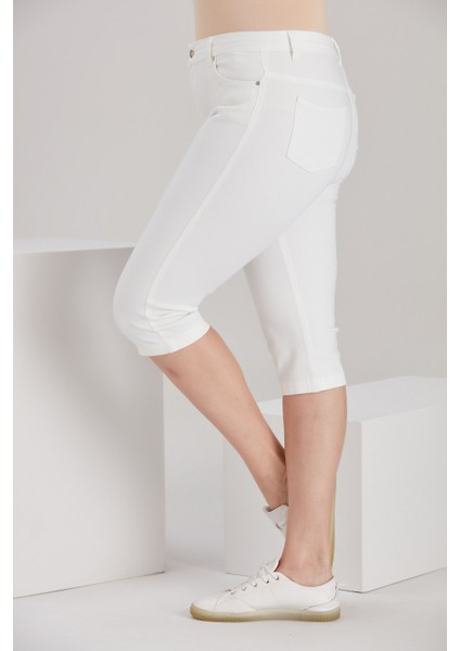 Büyük Beden Beyaz Pamuk Kapri fiyatları