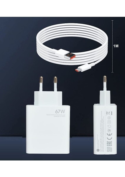 Xiaomi Uyumlu 67W Turbo Hızlı Şarj Cihazı ve 6A USB Type-C Şarj Kablosu