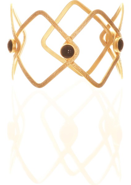 Kadın Mat Altın Kaplama Siyah Doğaltaşlı Ayarlanabilir El Yapımı Pazu Bandı & Üst Kol Aksesuarı indirimleri