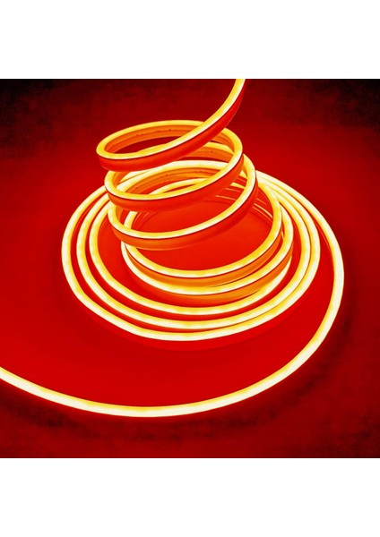 50 Metre 220 Volt Turuncu Neon Led Tak Çalıştır 8x16mm Esnek Hortum Led Suya Dayanıklı Şerit Aydınlatma