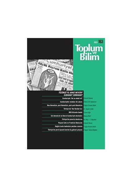 Toplum Ve Bilim Dergisi Sayı: 163