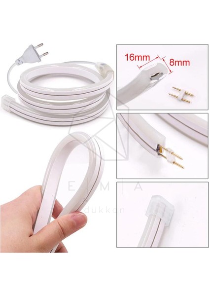 3 Metre 220 Volt Turuncu Neon Led Tak Çalıştır 8x16mm Esnek Hortum Led Suya Dayanıklı Şerit Aydınlatma fırsatları