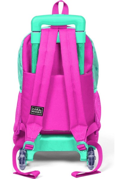 Kids Su Yeşili Neon Pembe Flamingo Desenli Çekçekli 2'li Çanta Seti SET0223131 fırsatları