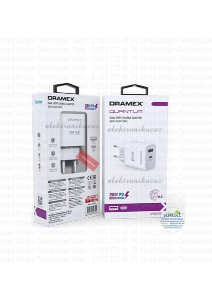 Ikisi Bir Arada Pd Şarj Adaptör DPQ20B 20W Type-C Giriş 3.0A USB Giriş Şarj Başlık Iki Çıkışlı Adaptör