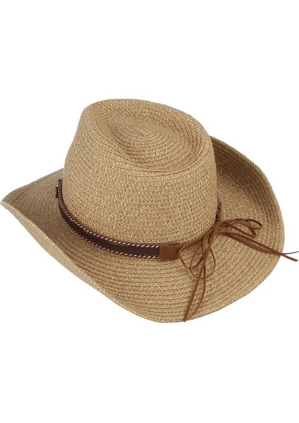 Unisex Western Cowboy Cowgirl Şapkası Geniş Şapka Haki Haki (Yurt Dışından)