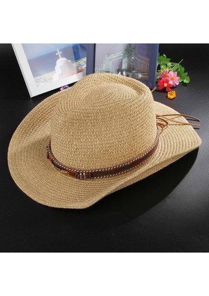 Unisex Western Cowboy Cowgirl Şapkası Geniş Şapka Haki Haki (Yurt Dışından) fiyatları
