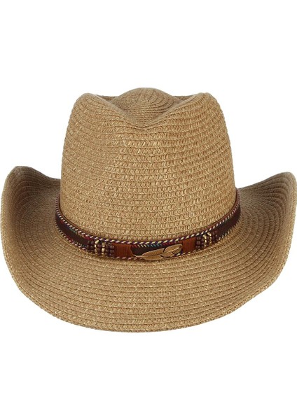 Unisex Western Cowboy Cowgirl Şapkası Geniş Şapka Haki Haki (Yurt Dışından) fırsatları
