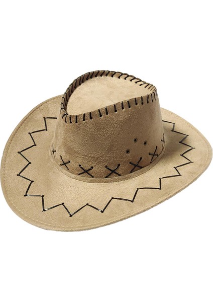 Süet Batı Şapkası Büyük Brim Panama Fedora Dış Mekan - Sarı (Yurt Dışından) fiyatları